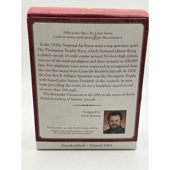 Hallmark Ornament Gee Bee R-1 Super Sportster Sky’s the Limit 5th 2001 - Picture 7 of 16